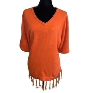 NOUVEAUX- WOMEN’S ORANGE TUNIC SWEATER
WITH FRINGES